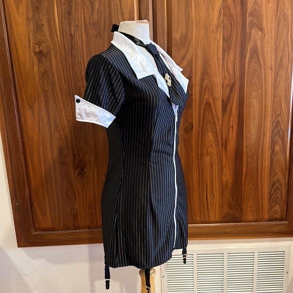 Leg Avenue Gangster Costume Pinstripe Dress Mob Boss Halloween Outfit L - Picture 5 of 10